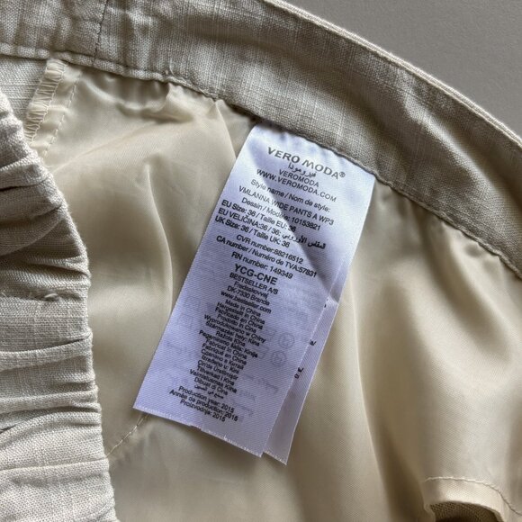 Vero Moda Lanna Wide Pants, Lightweight Linen Blend Casual Summer Pants, sz 36 - Picture 10 of 11